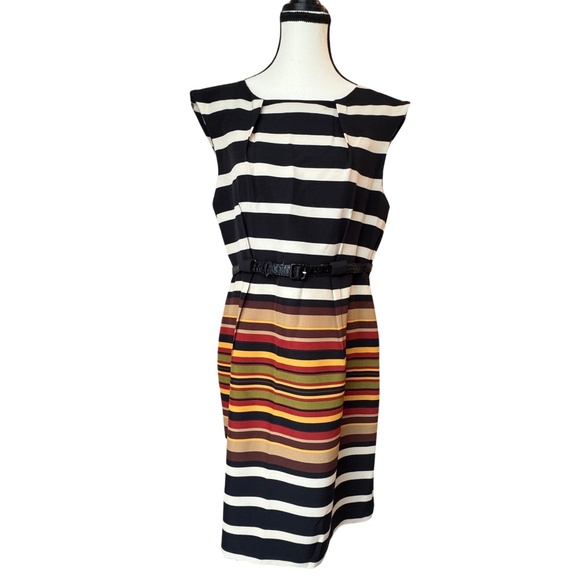 Emma & Michele Dresses & Skirts - Sleeveless Belted Dress | Black - Multicolor | Size 14 | Emma & Michelle